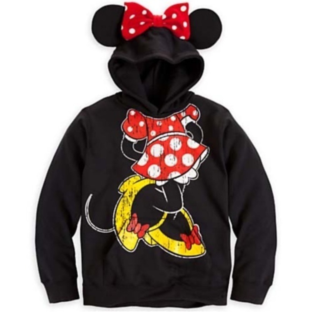 Disney Park Black Hoodie - Minnie Mouse Sweatshirt with Ears NWT Sz XL
